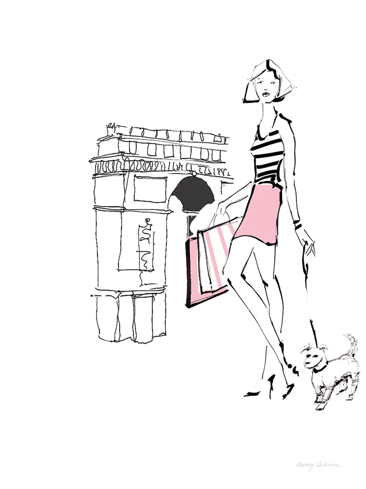 French Chic II Pink on White No Words