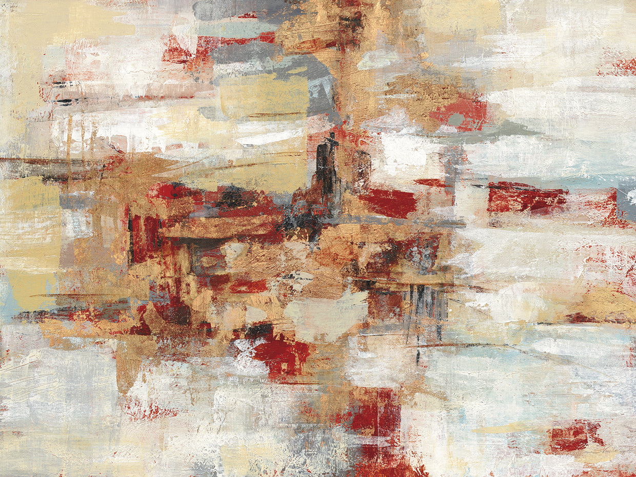 Old Bridge Reminiscence Red by Silvia Vassileva - handcrafted wall art work on large canvas & framed canvas prints, made to order
