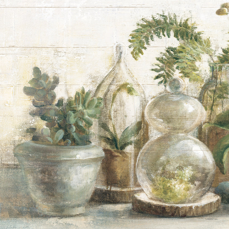 Greenhouse Orchids on Shiplap II by Danhui Nai - highest quality handcrafted wall art work on large canvas & framed canvas prints