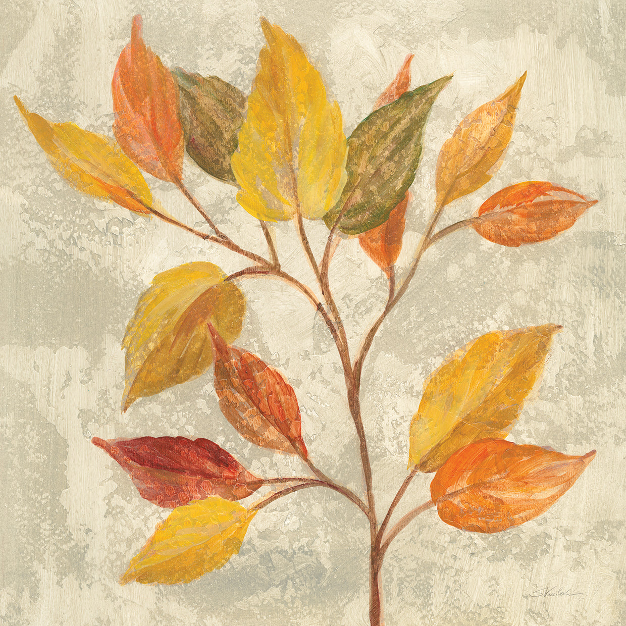 November Leaves II by Silvia Vassileva - larger sizes handcrafted wall art work on large canvas & framed canvas prints
