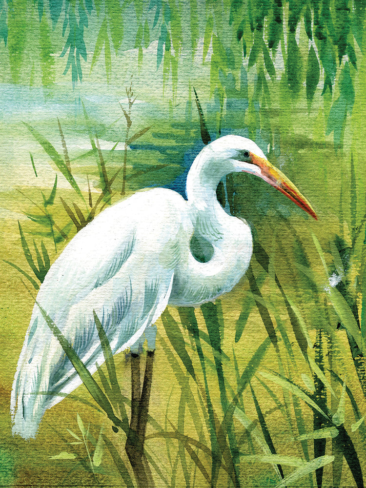 Aquí viene el arte de la lona de la garza