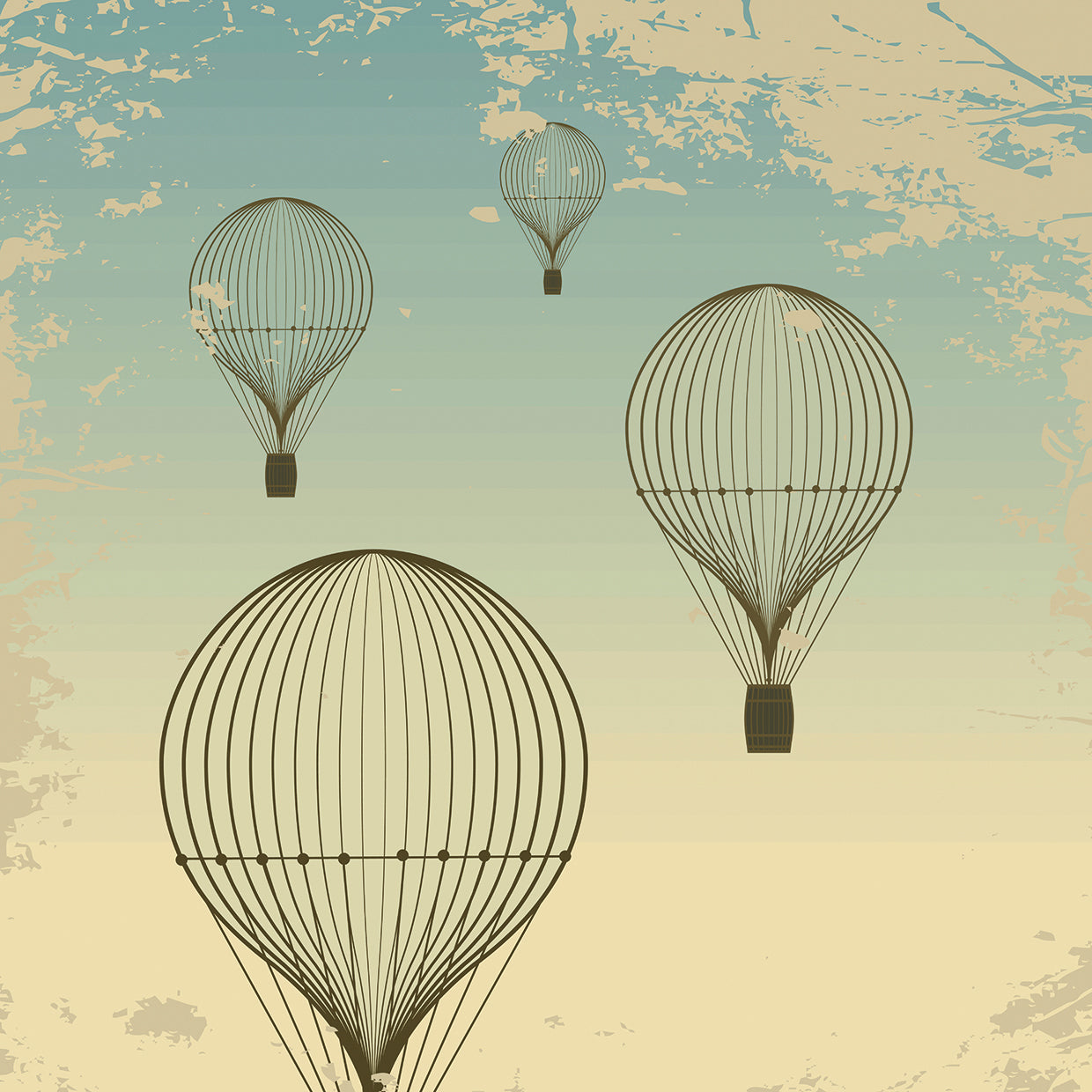 Arte retro de la lona de los globos del aire caliente