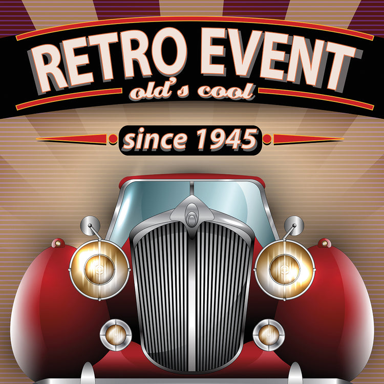 Vintage Red Car Party Poster