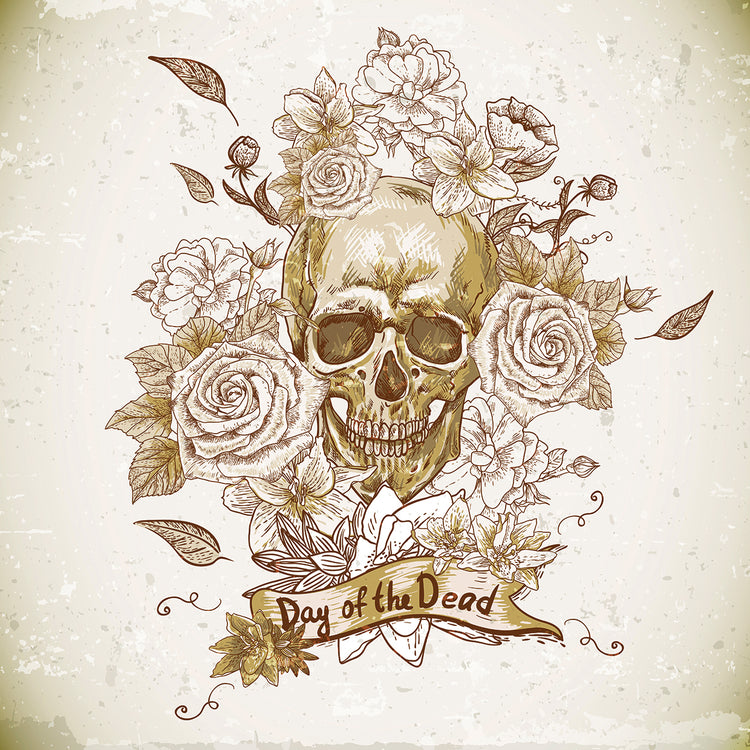 Day of the Dead Rose Skull