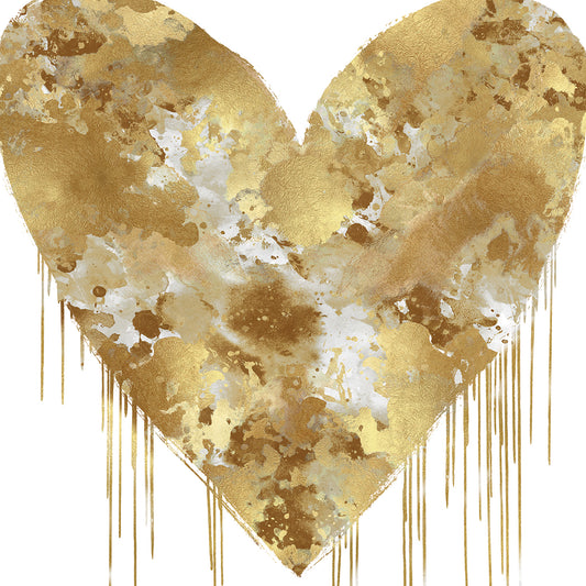 Big Hearted Gold and White Canvas Art