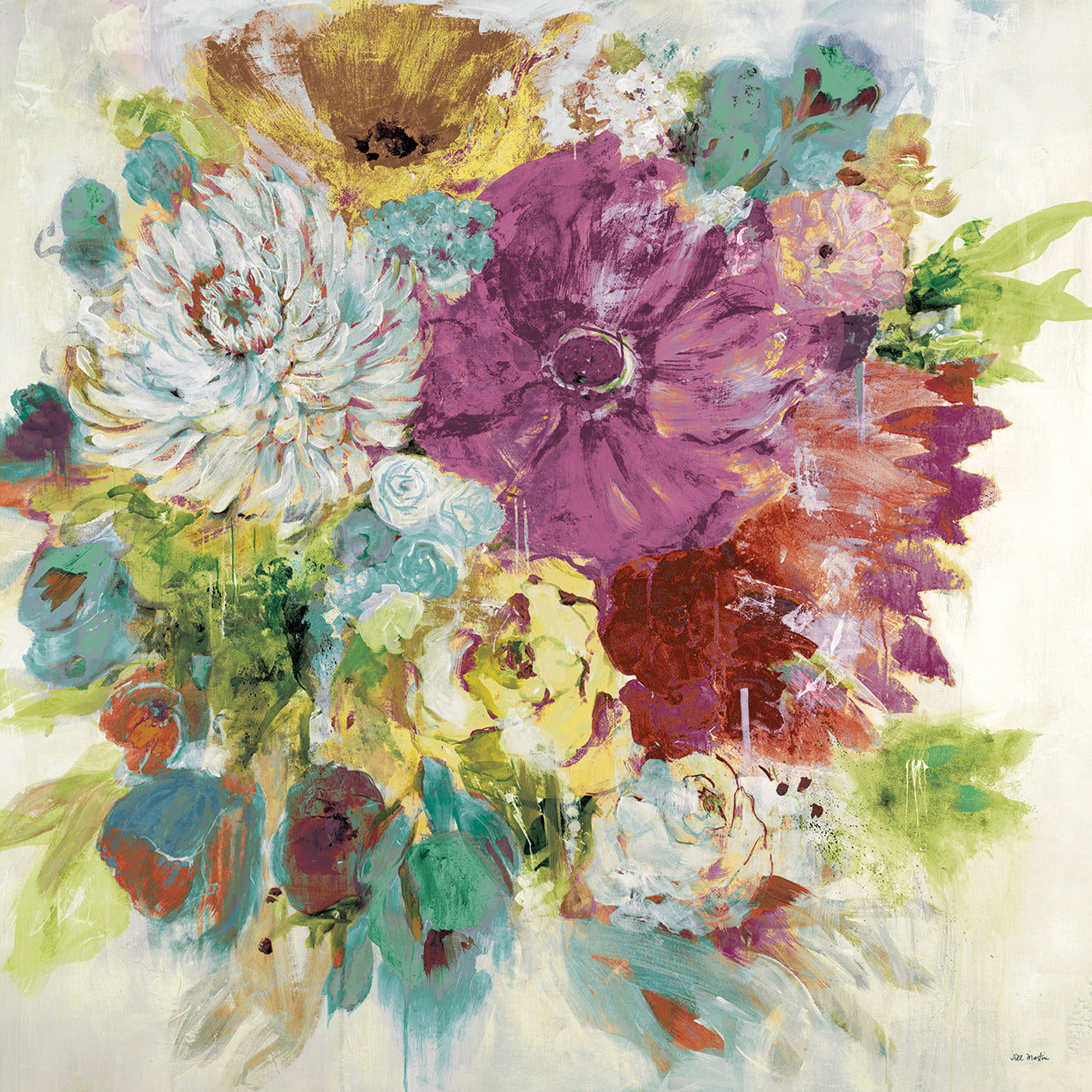 Jewel Tone Bouquet by Jill Martin  - museum quality wall art work on large canvas & framed canvas prints