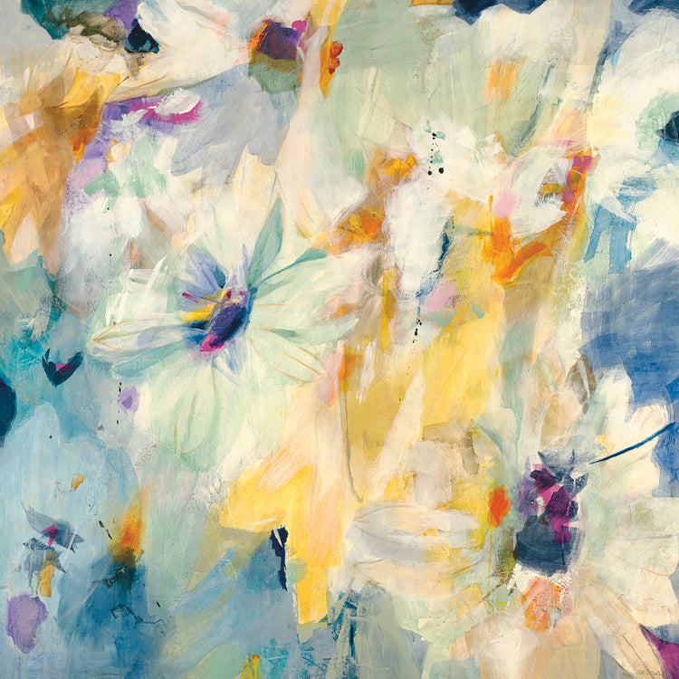 Mirage by Jill Martin is a colorful and painterly floral painting printed on canvas or framed canvas