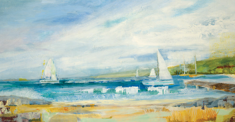 Seaside Harbor II by Jill Martin  - highest quality handcrafted wall art work on large canvas & framed canvas prints