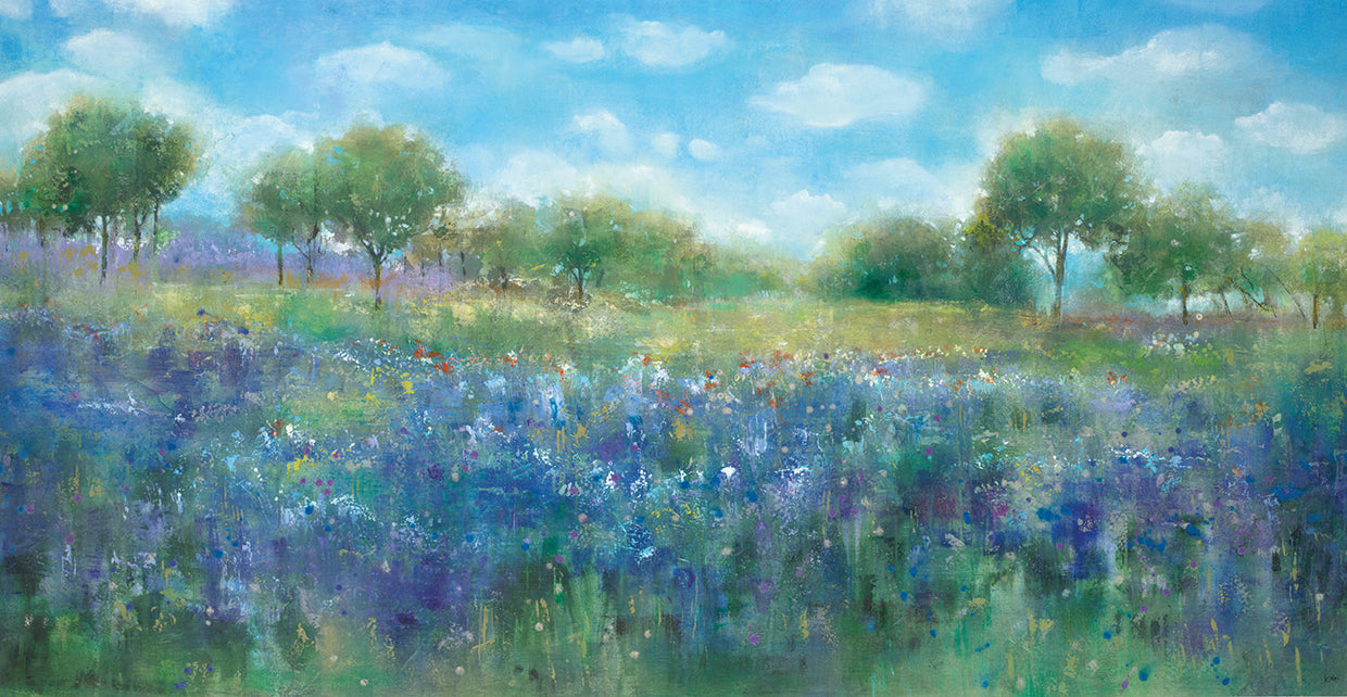 Bluebonnets Hill by K. Nari  - top quality wall art work on large canvas & framed canvas prints