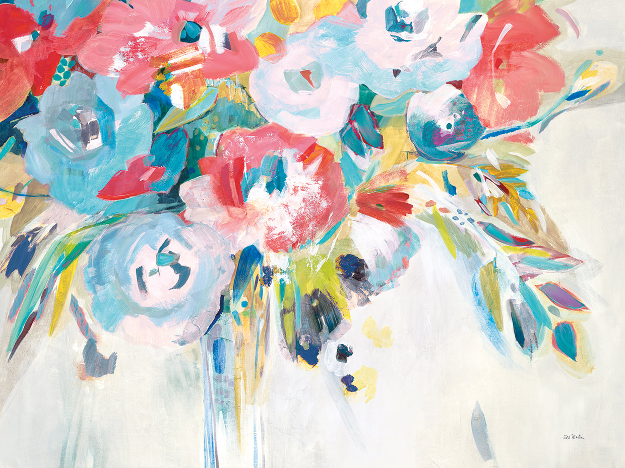 Summer Blooms by Jill Martin  - larger sizes handcrafted wall art work on large canvas & framed canvas prints