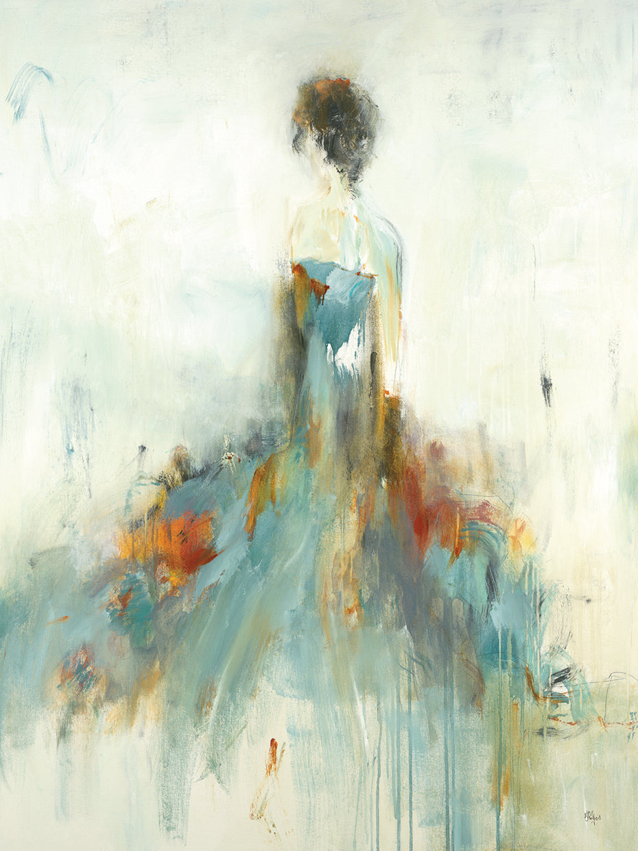 Elegant Moments by Lisa Ridgers is an elegant and painterly fashion figure painting printed on canvas or framed canvas