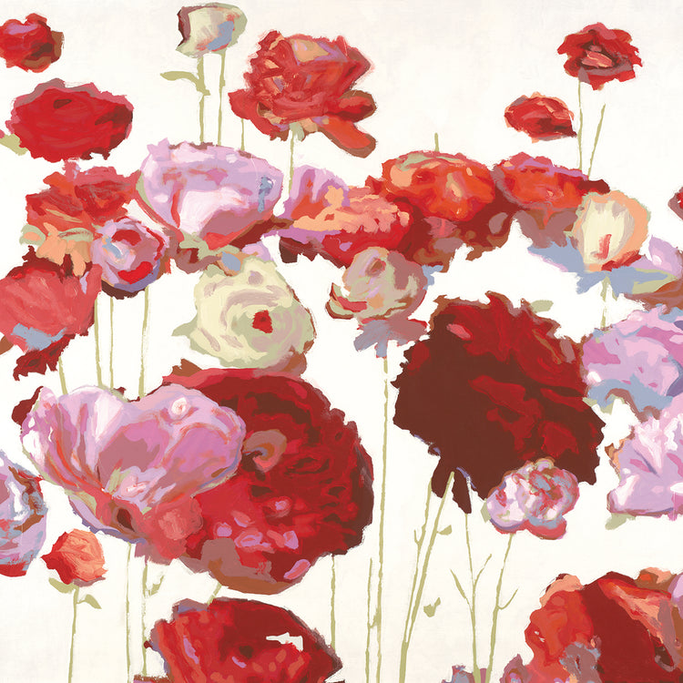 Red Floral Dream II by Randy Hibberd - handcrafted wall art work on large canvas & framed canvas prints, made to order