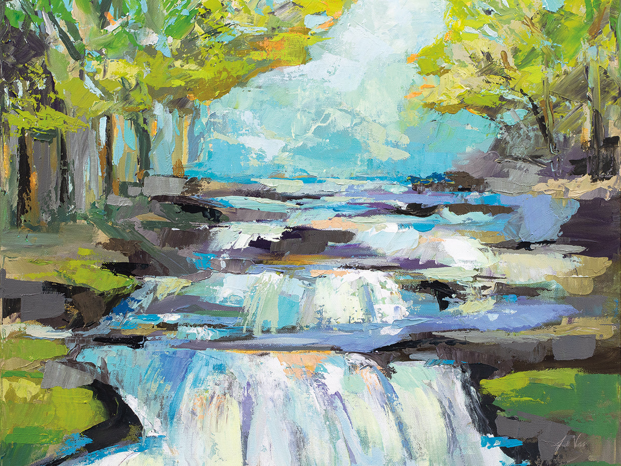 The Waterfall by Jeanette Vertentes - best quality handcrafted wall art work on large canvas & framed canvas prints