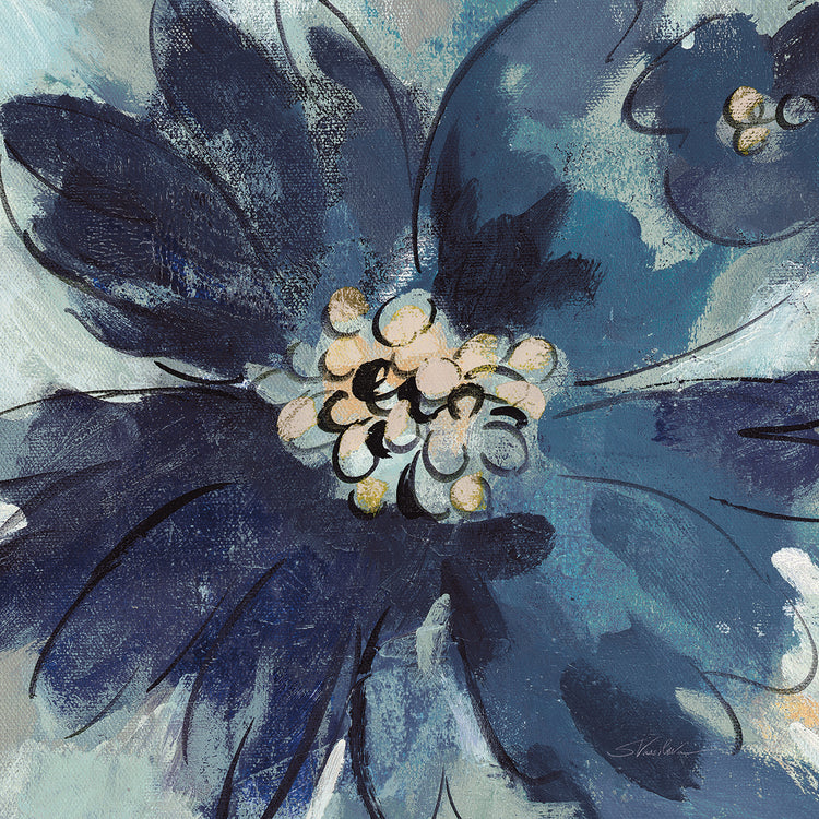 Inky Floral III Cool by Silvia Vassileva - highest quality handcrafted wall art work on large canvas & framed canvas prints