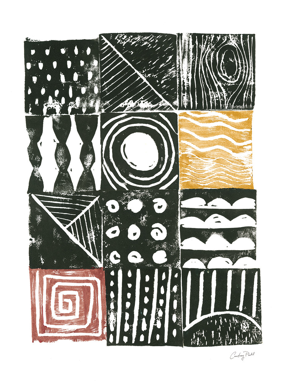 Block Print I Red Yellow