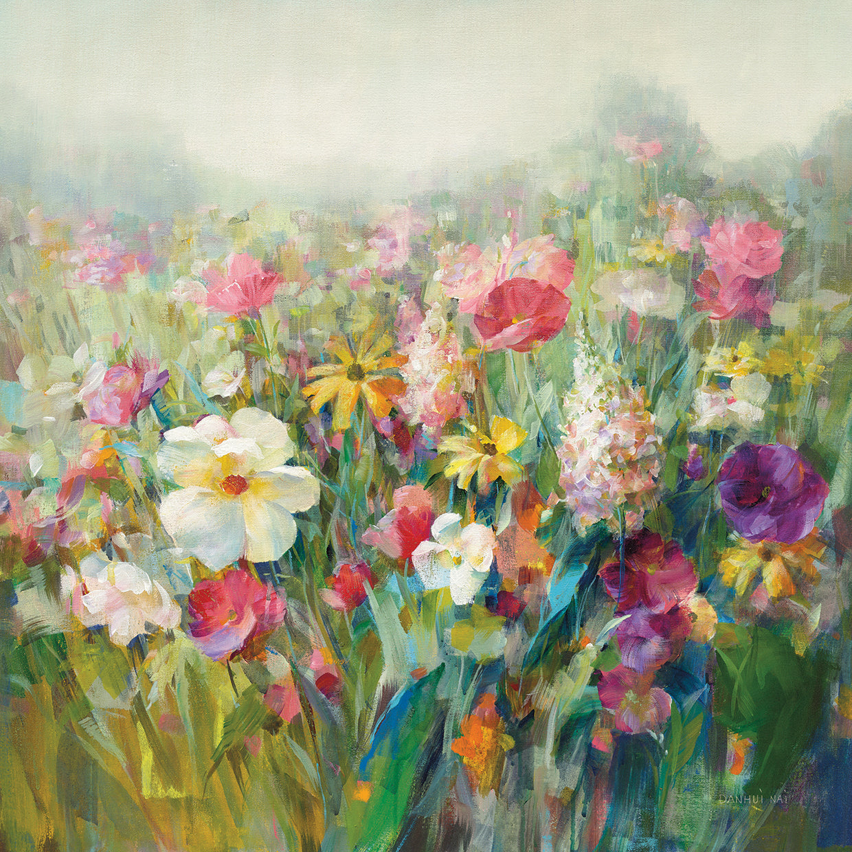Mountain Meadows by Danhui Nai - highest quality handcrafted wall art work on large canvas & framed canvas prints