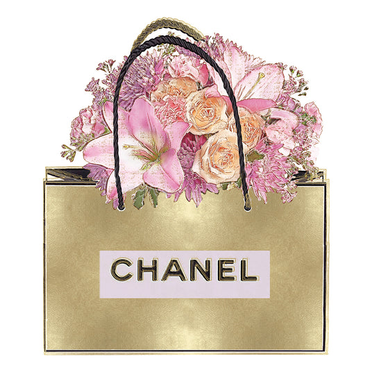 Gold Bag with Pink Bouquet Canvas Art