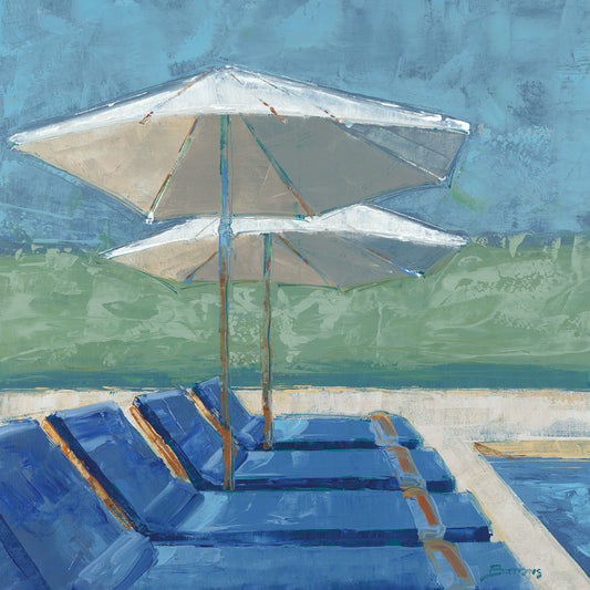 Poolside 2 by John Burrows - best quality handcrafted wall art work on large canvas & framed canvas prints