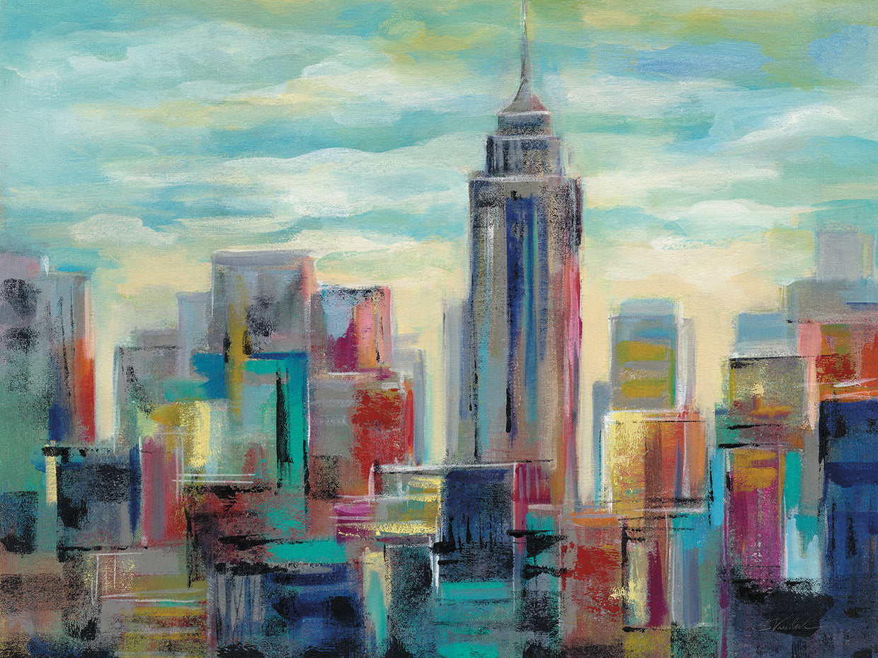 Colorful Day in Manhattan by Silvia Vassileva - highest quality handcrafted wall art work on large canvas & framed canvas prints
