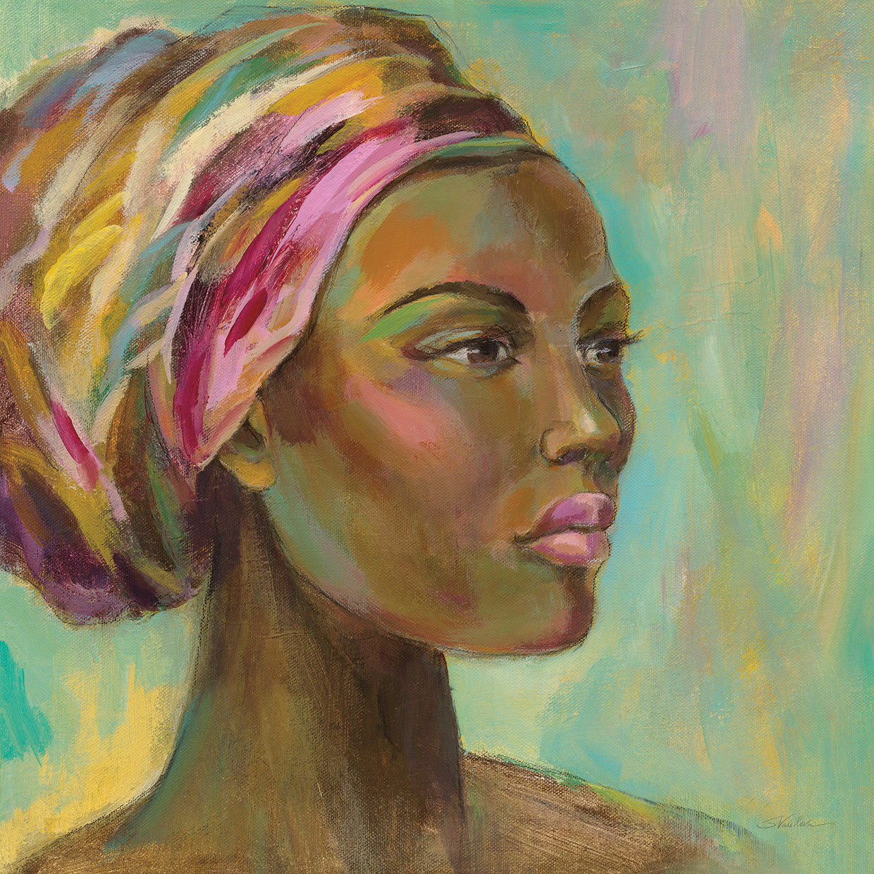 African Woman I by Silvia Vassileva - larger sizes handcrafted wall art work on large canvas & framed canvas prints