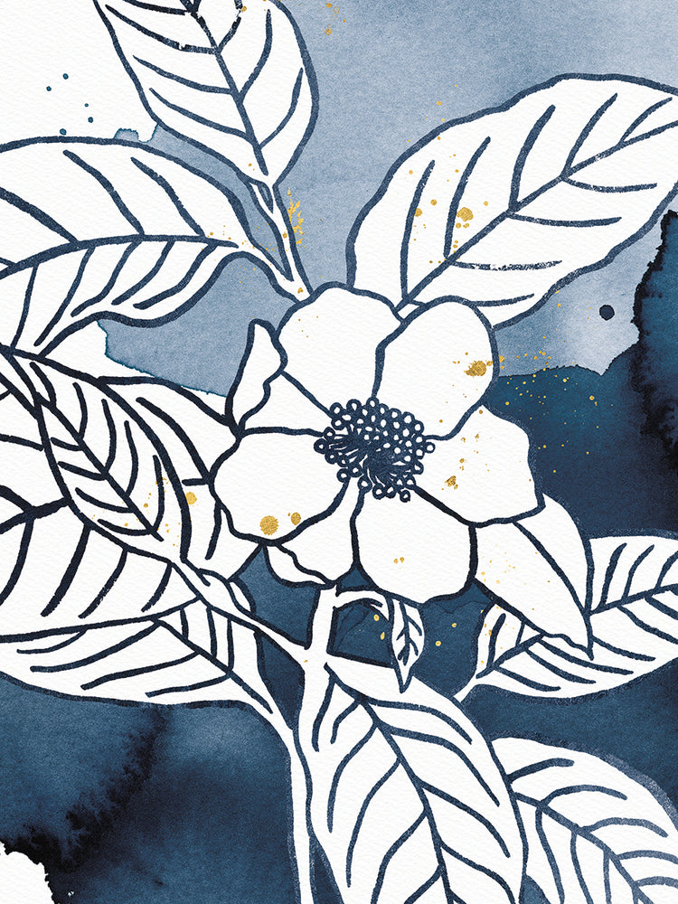 Flores índigo I Arte en lienzo