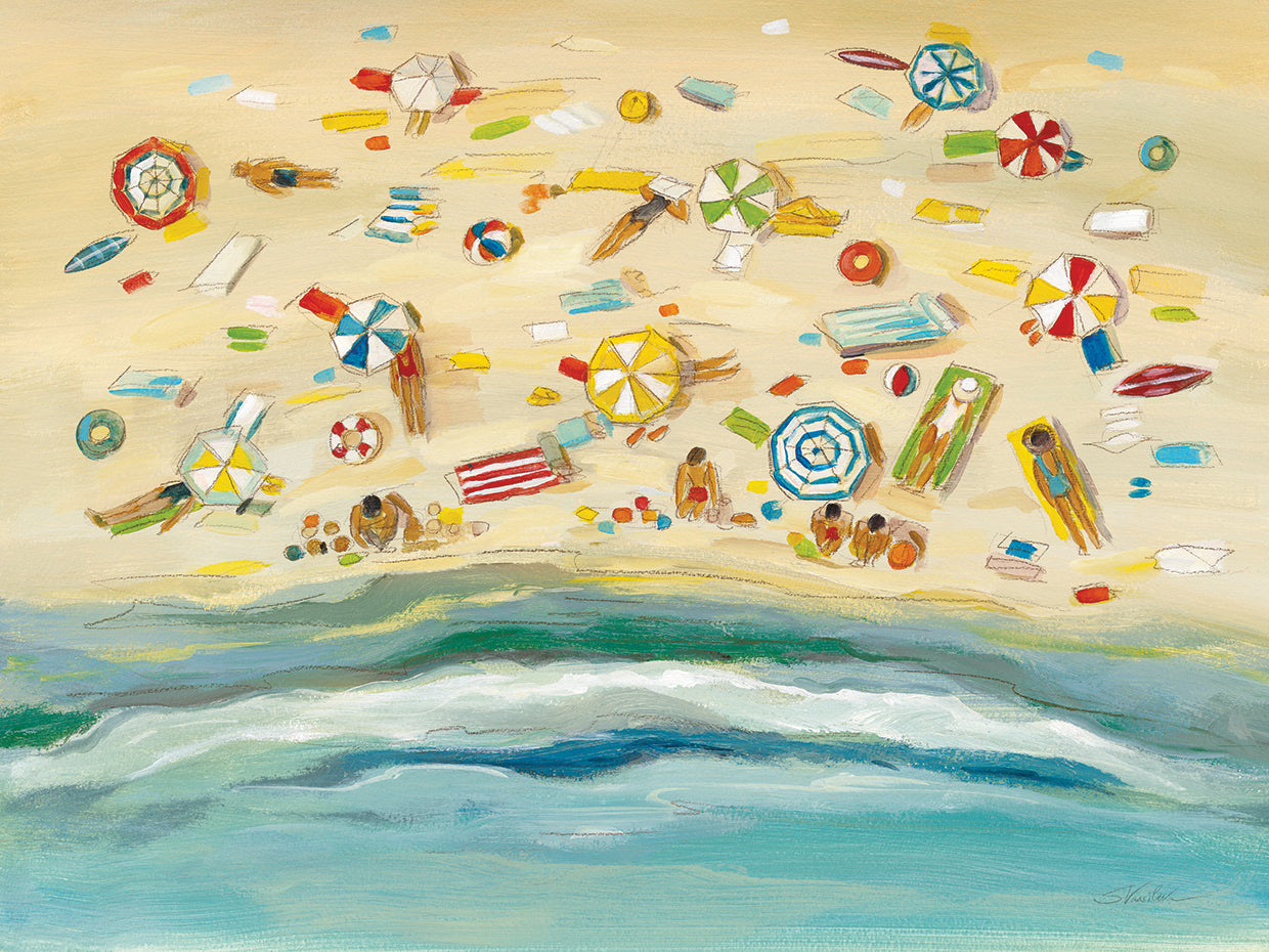Beach Day by Silvia Vassileva - handcrafted wall art work on large canvas & framed canvas prints, made to order