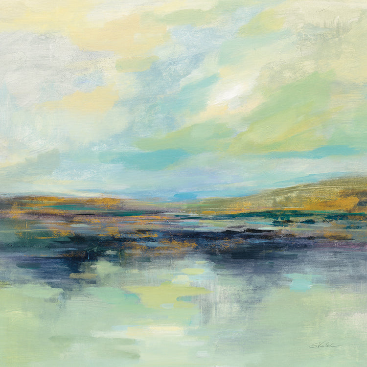 Golden Fields by the Riverby Silvia Vassileva - highest quality handcrafted wall art work on large canvas & framed canvas prints