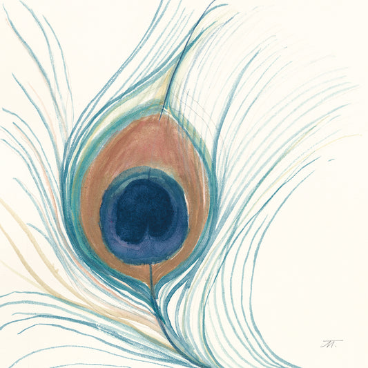 Peacock Feather II Blue Canvas Art