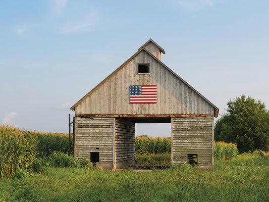 American Flag Barn Canvas Art