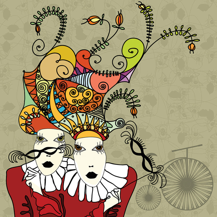 Colorido carnaval chicas lienzo arte