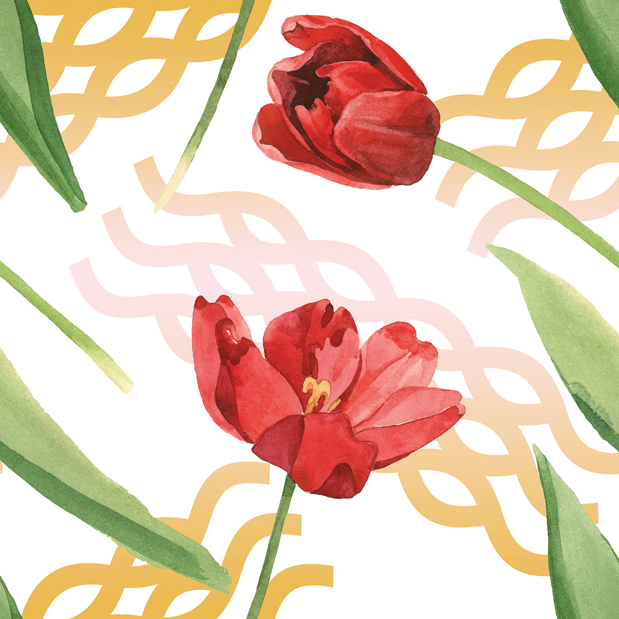 Rubí tulipanes primavera garabatos lienzo arte