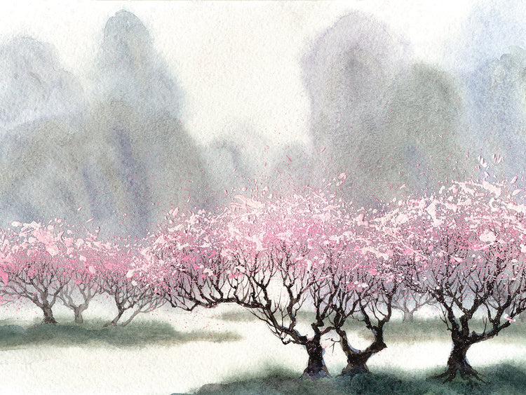 Arte en lienzo de flores de primavera rosa de encaje