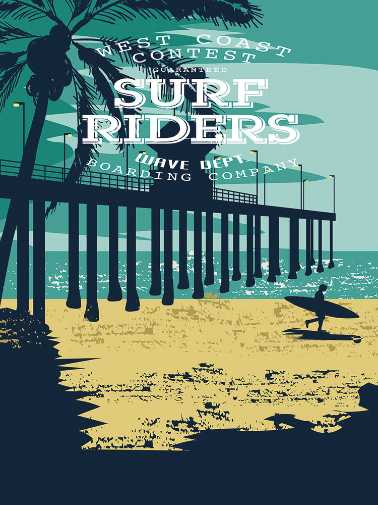 Cartel del concurso de surf de verano Arte de la lona
