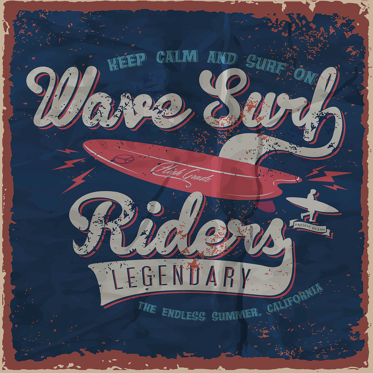 Summer Surfing in Red and Blue