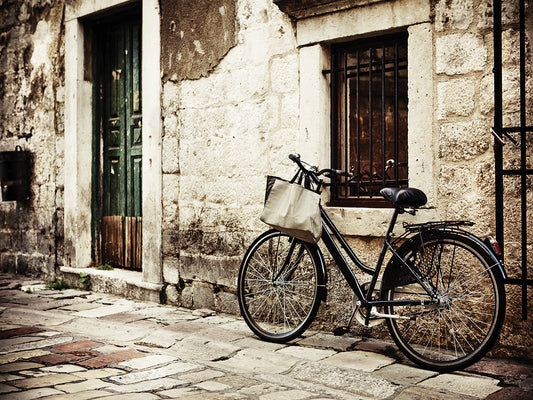 Bicycle in the Old Village Canvas Art