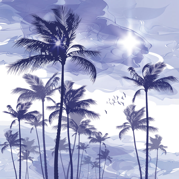Cool Blue Palm Tree Waves Lienzo de arte