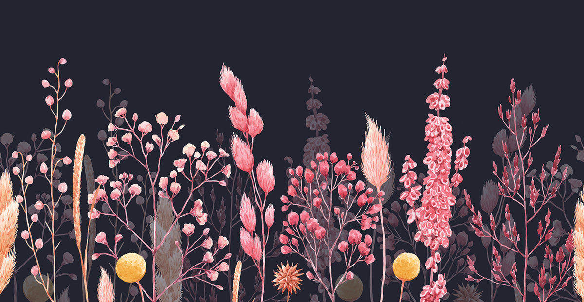 Pink Wildflowers at Midnight
