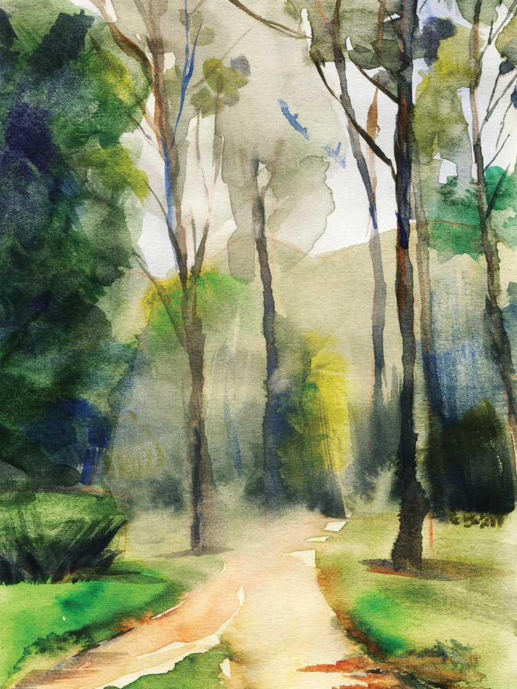 Arte de la lona del camino de los árboles imponentes