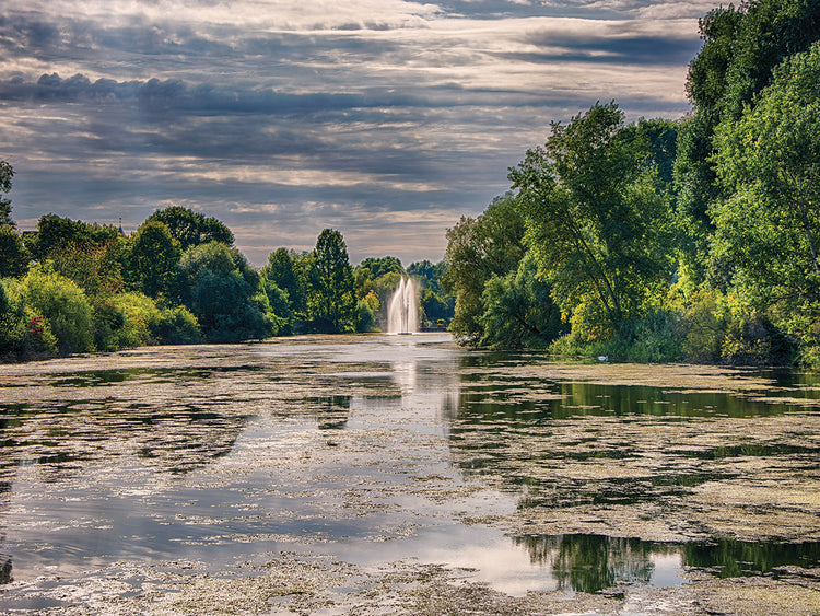 Arte de la lona de los reflejos de la fuente de Colonia