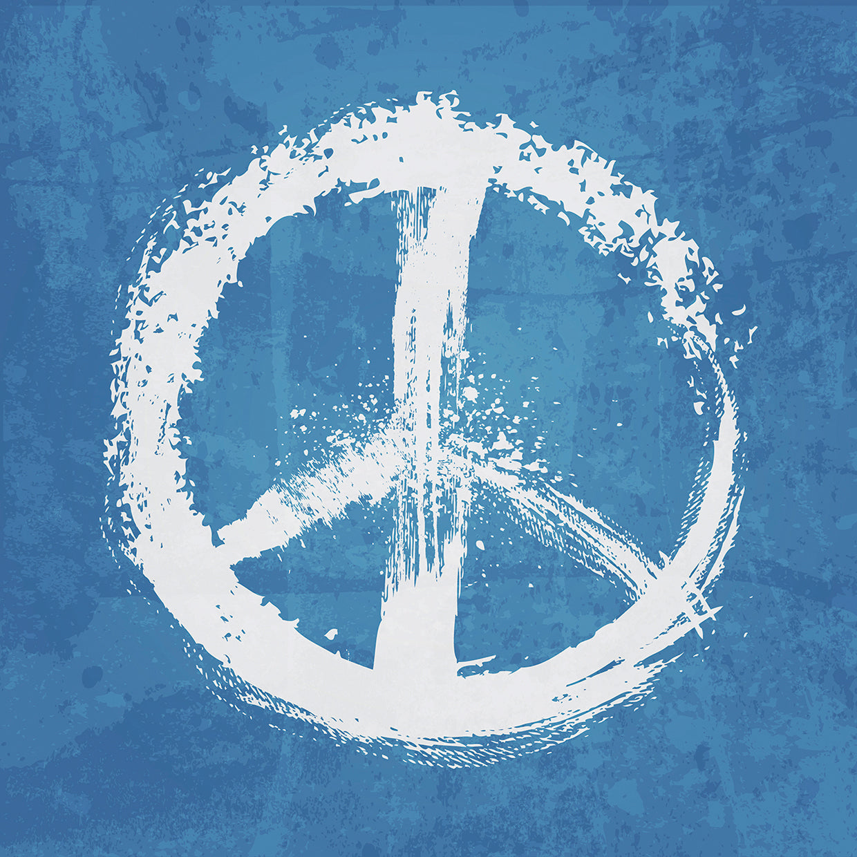 Pintado en el arte de la lona de los azules del signo de la paz