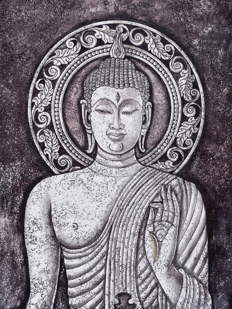 Arte de la lona de la estatua de Buda de la introspección