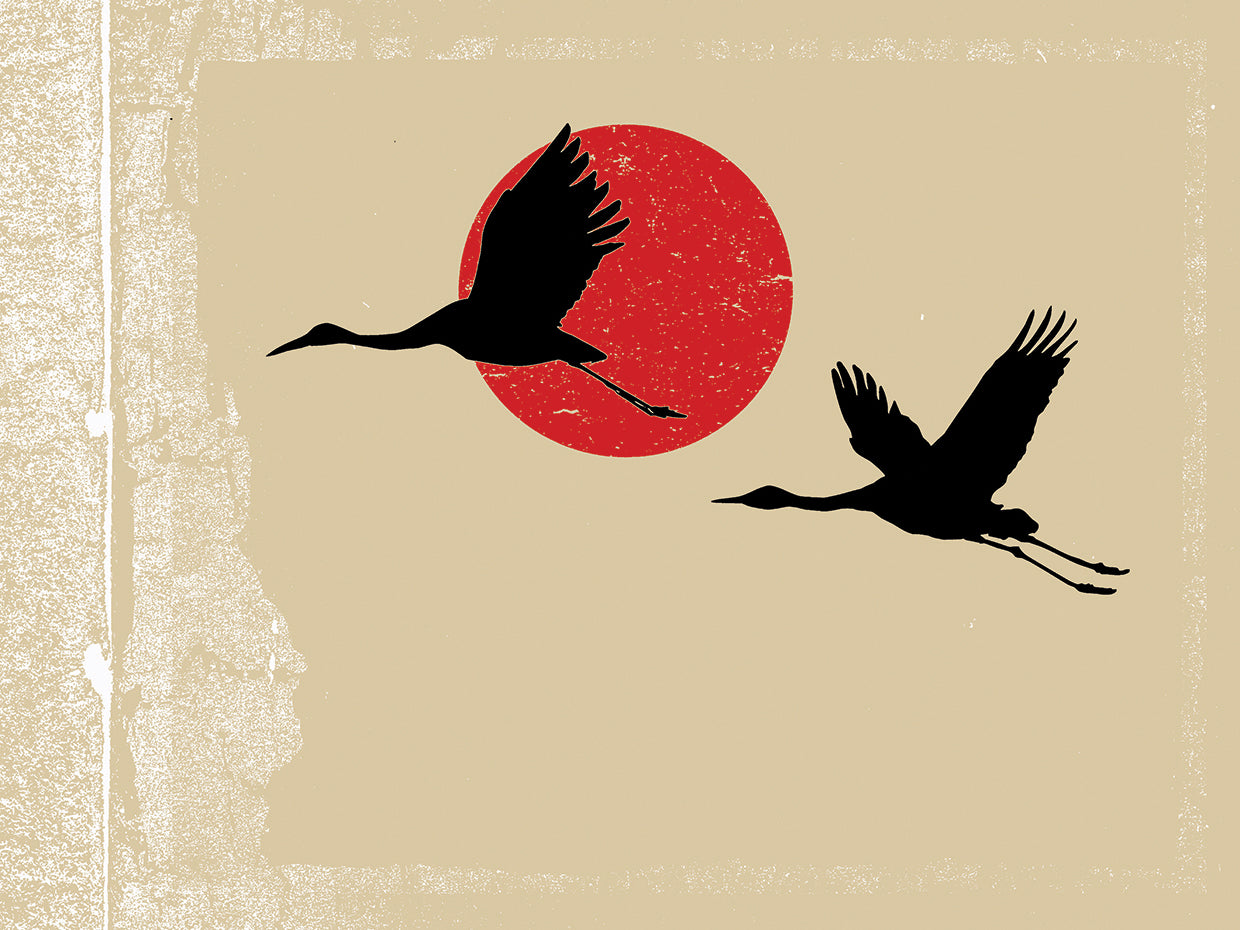 Cranes and the Scarlet Sun