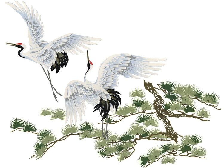 Arte de lienzo Haiku de grulla plateada