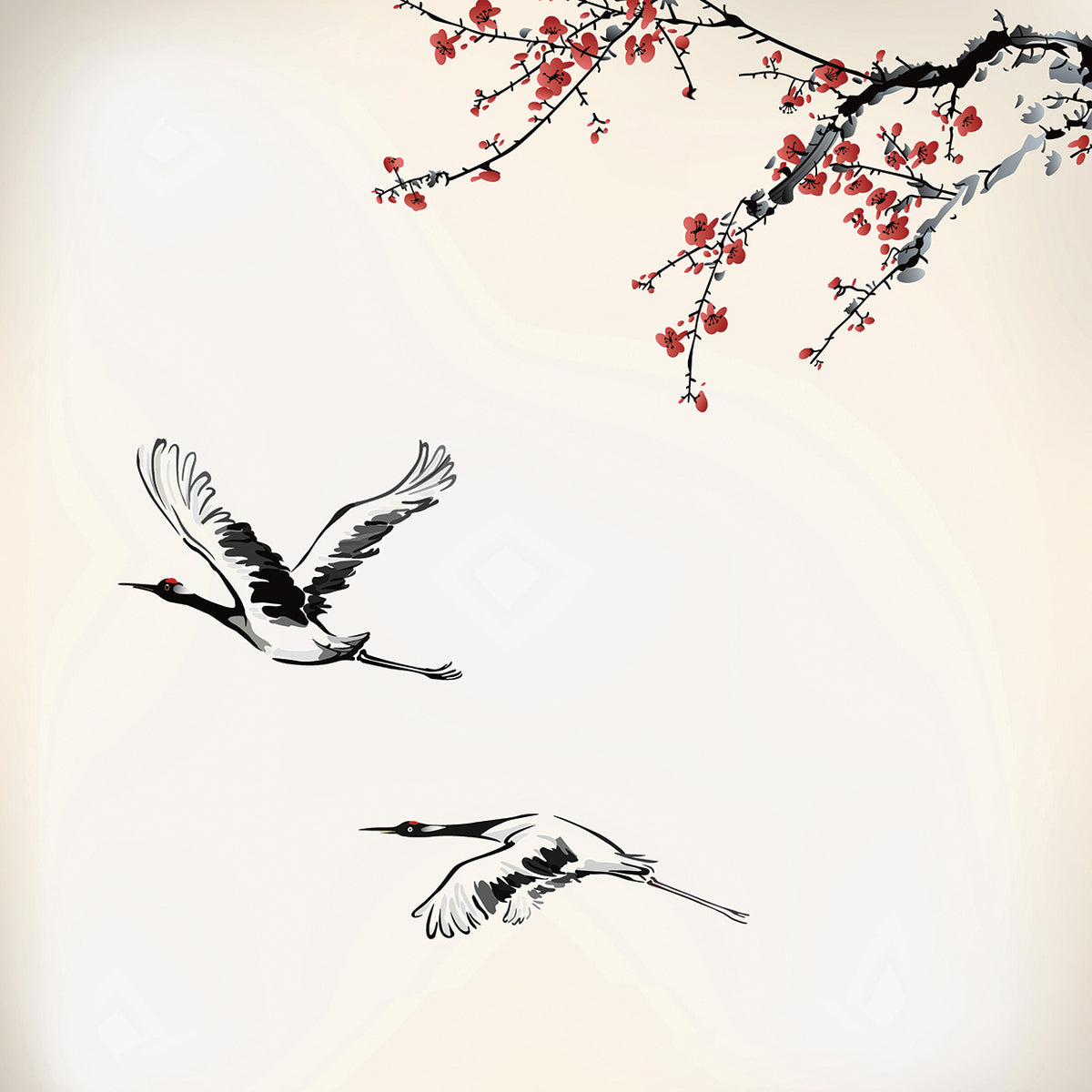 Inky Winter Cranes