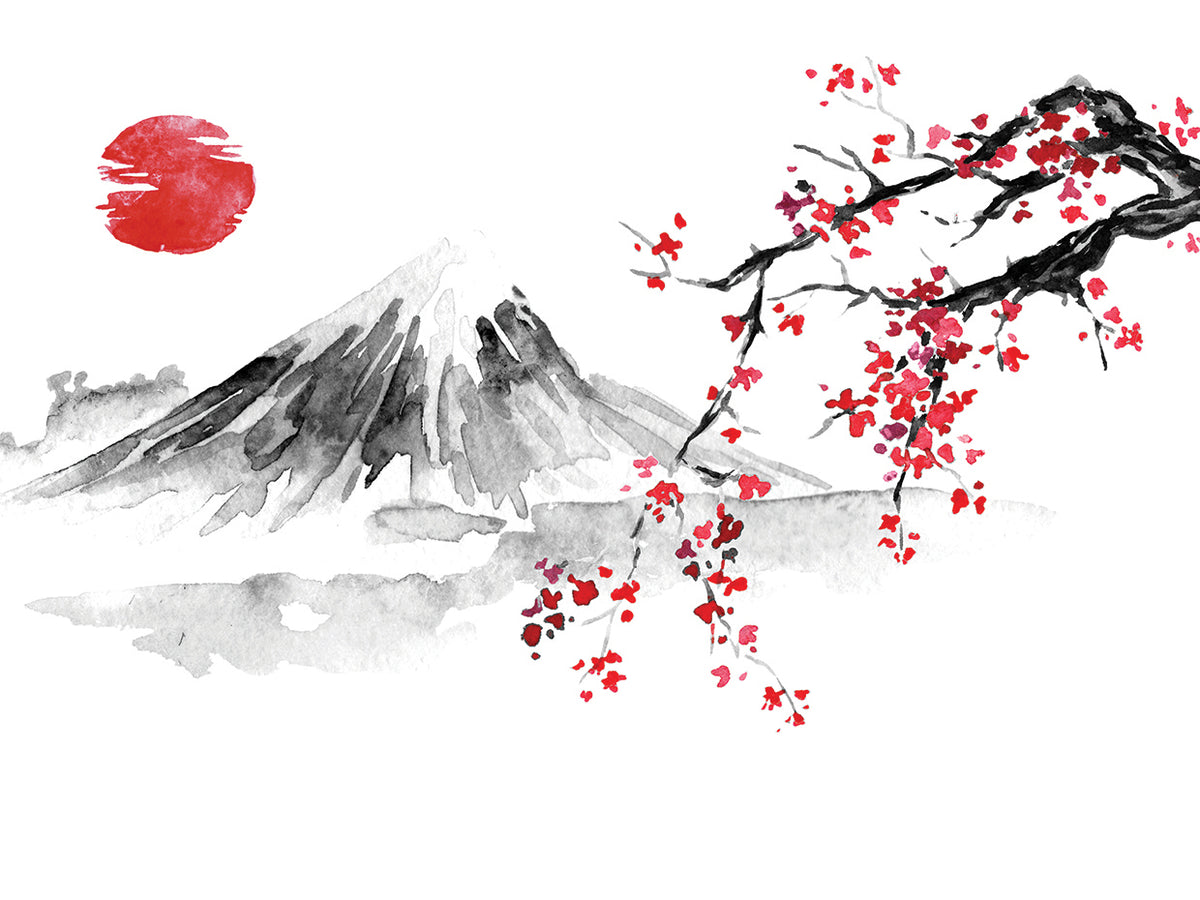Cherry Blossom Snowy Peak