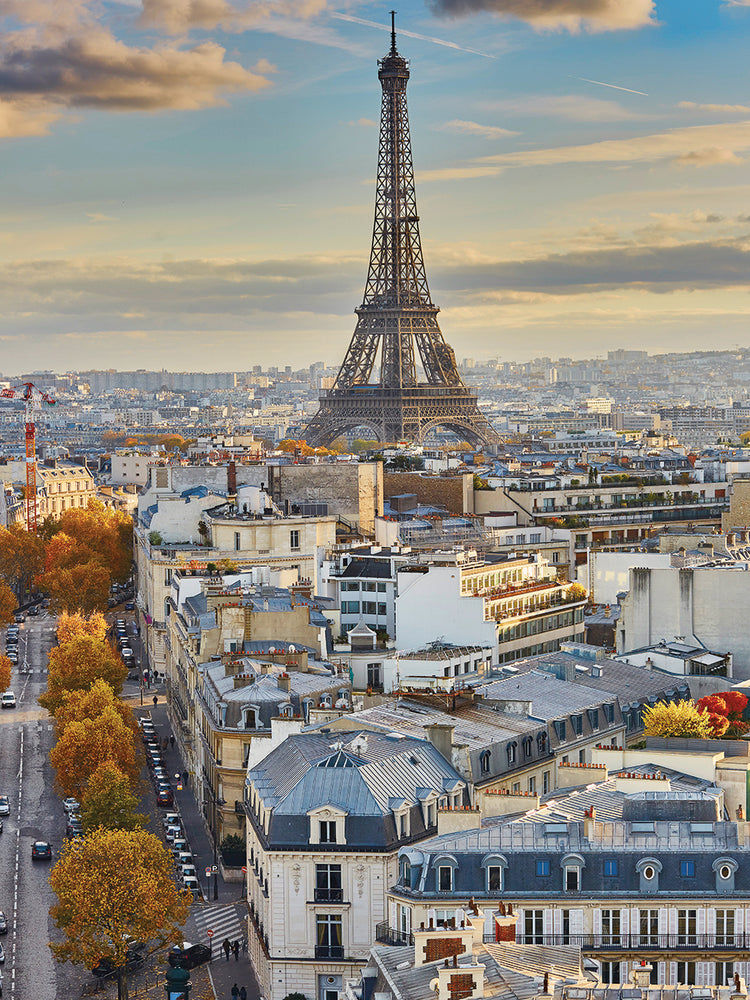 Cuadro en lienzo con vista de pájaro de otoño de la Torre Eiffel de París