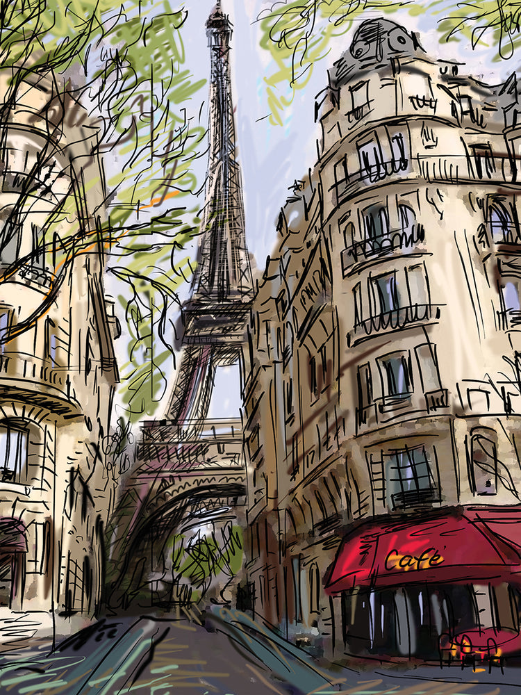 Cuadro en lienzo Camino del artista a la Torre Eiffel