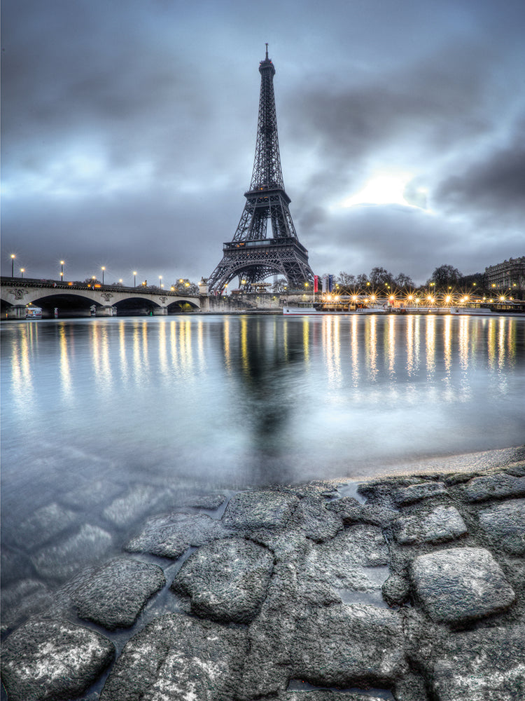 Luces del río debajo de la Torre Eiffel Lienzo
