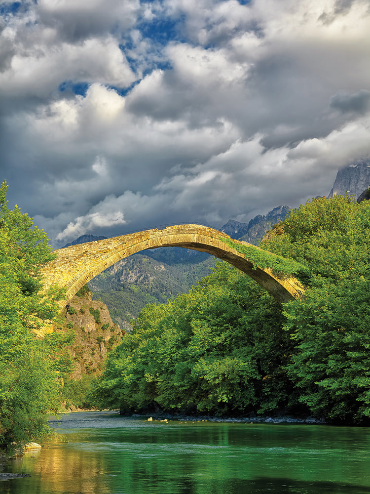 Arte de la lona del puente griego dorado