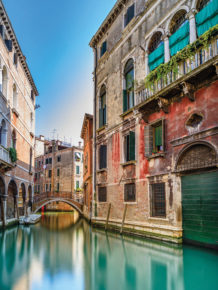 Arte de la lona del canal de Venecia verde